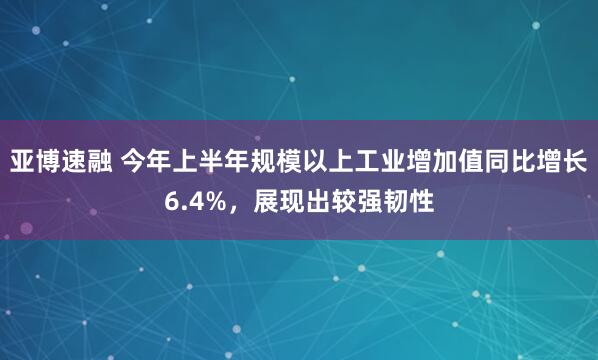 亚博速融 今年上半年规模以上工业增加值同比增长6.4%，展现出较强韧性
